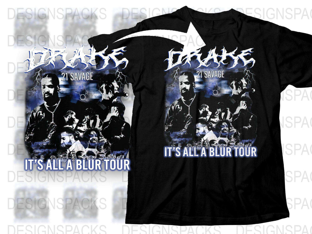 Drake It's All A Blur Tour 2023 T-Shirt, 21 Savage Concert Merch, Hip Hop Fan Apparel, Collectible Graphic Tee