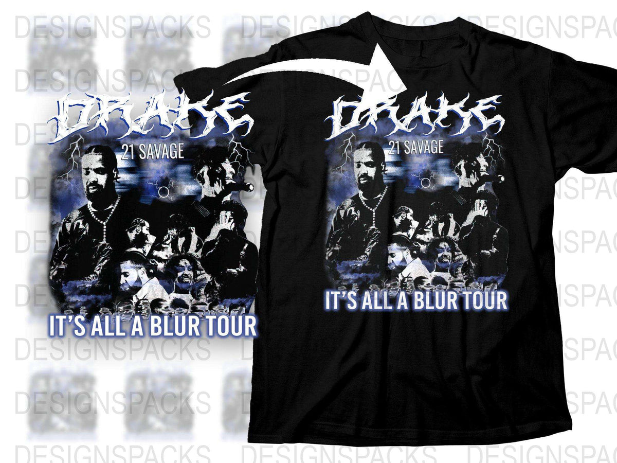 Drake It's All A Blur Tour 2023 T-Shirt, 21 Savage Concert Merch, Hip Hop Fan Apparel, Collectible Graphic Tee