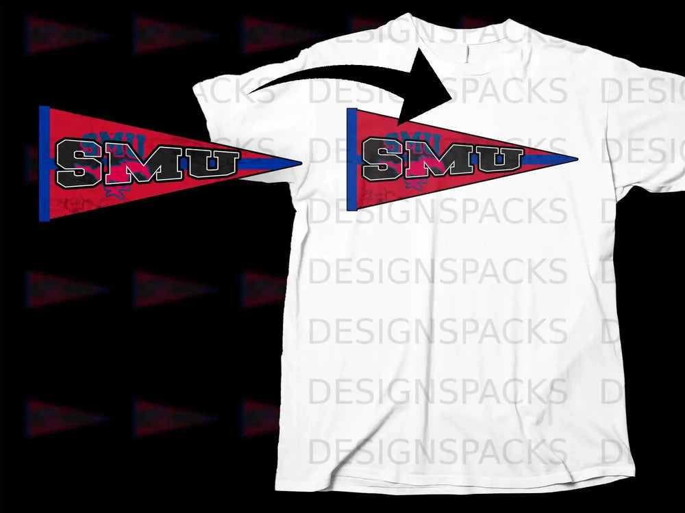 SMU Pennant Design Graphic T-Shirt for Men and Women