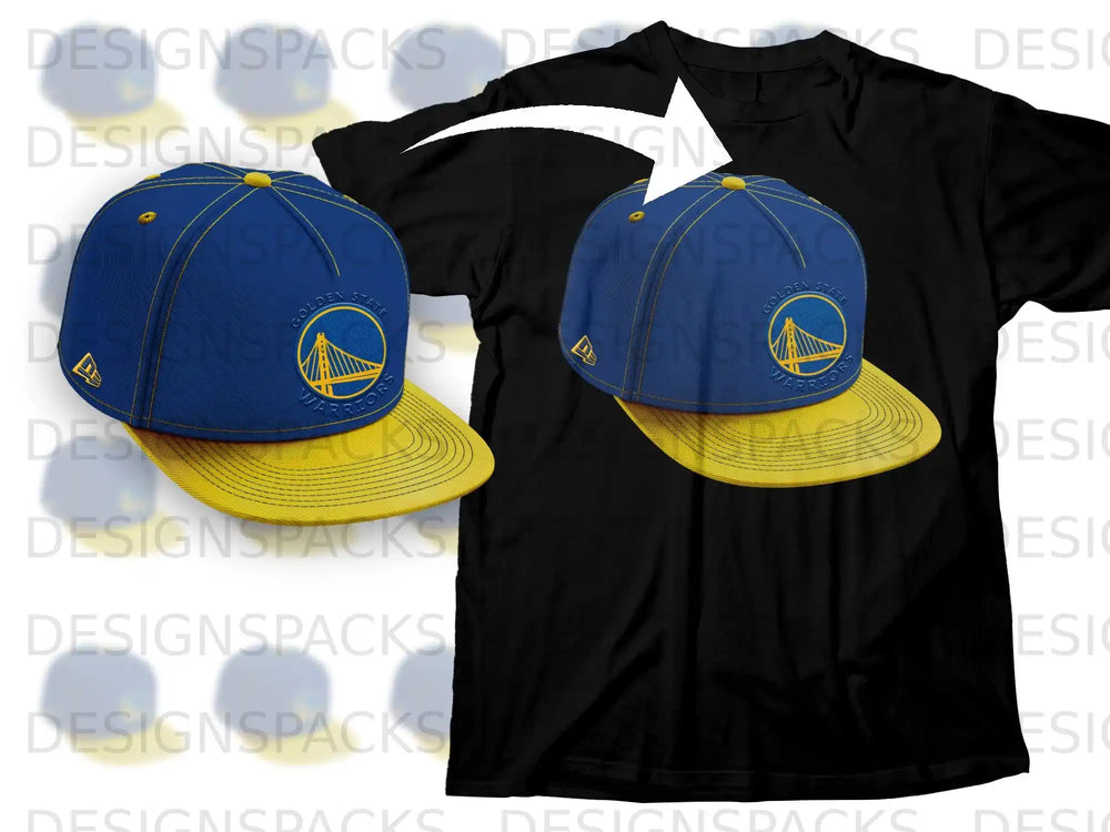 Golden State Warriors Blue Yellow Cap T-Shirt Combo