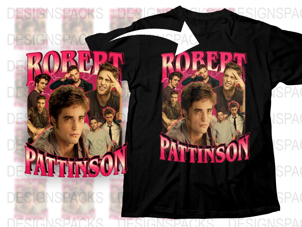Robert Pattinson Graphic T-Shirt, Vintage Style Pink and Black Tee, Movie Star Fan Merchandise