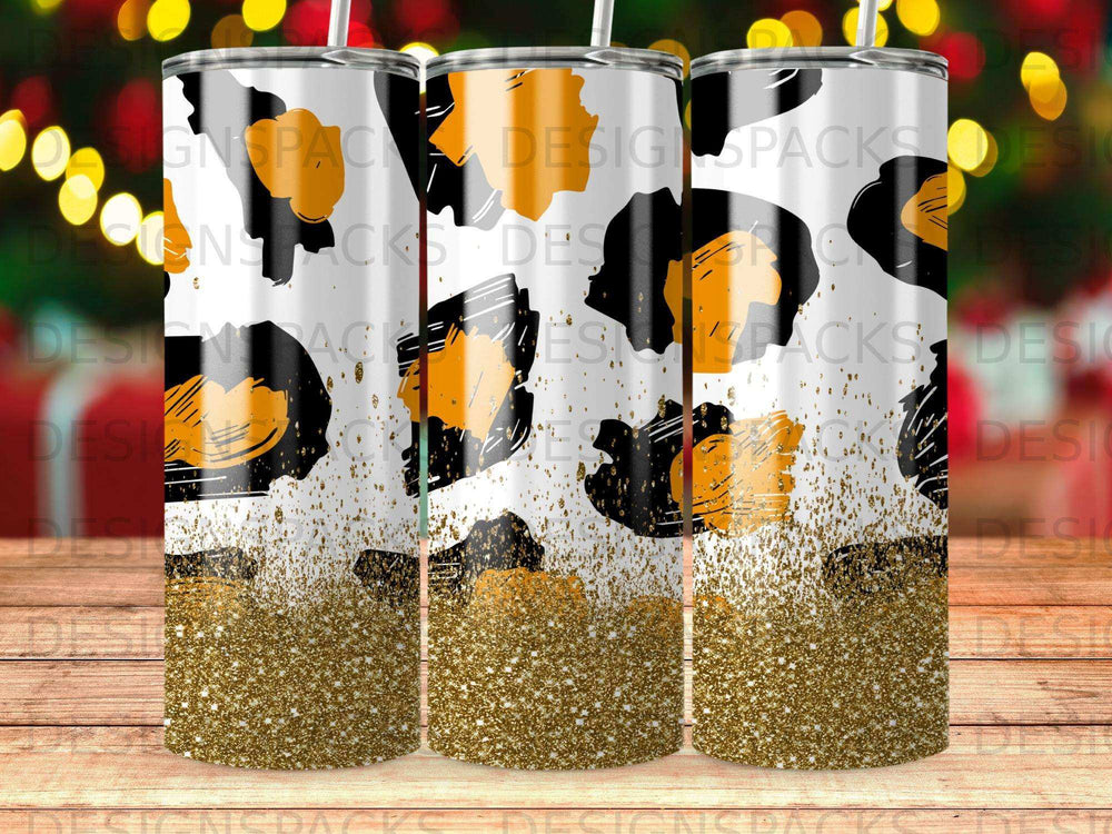 Abstract Leopard Print Glitter Gold Tumbler product type
