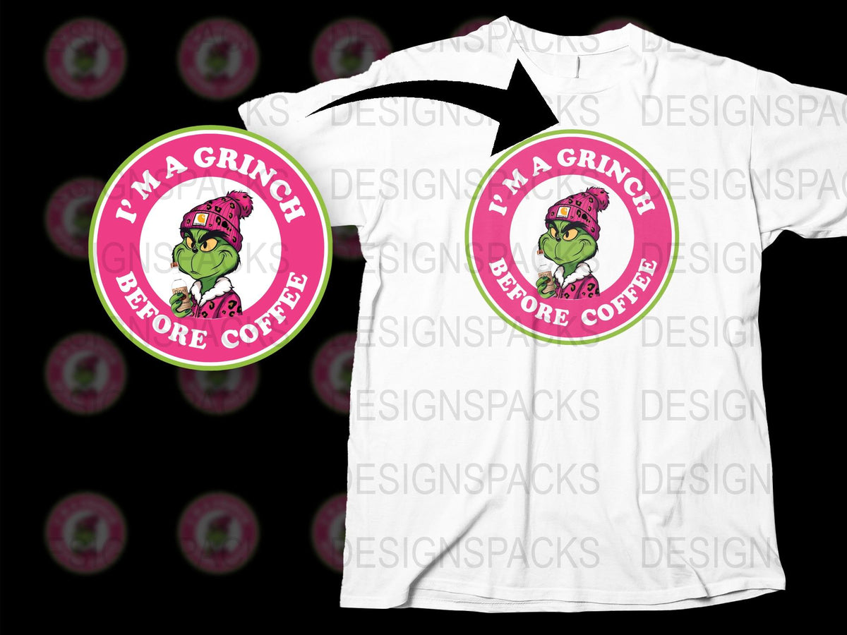 Grinch Coffee Lover T-Shirt, Funny Holiday Tee, Christmas Morning Gift, Graphic Shirt for Men and Women, Unique Xmas Apparel