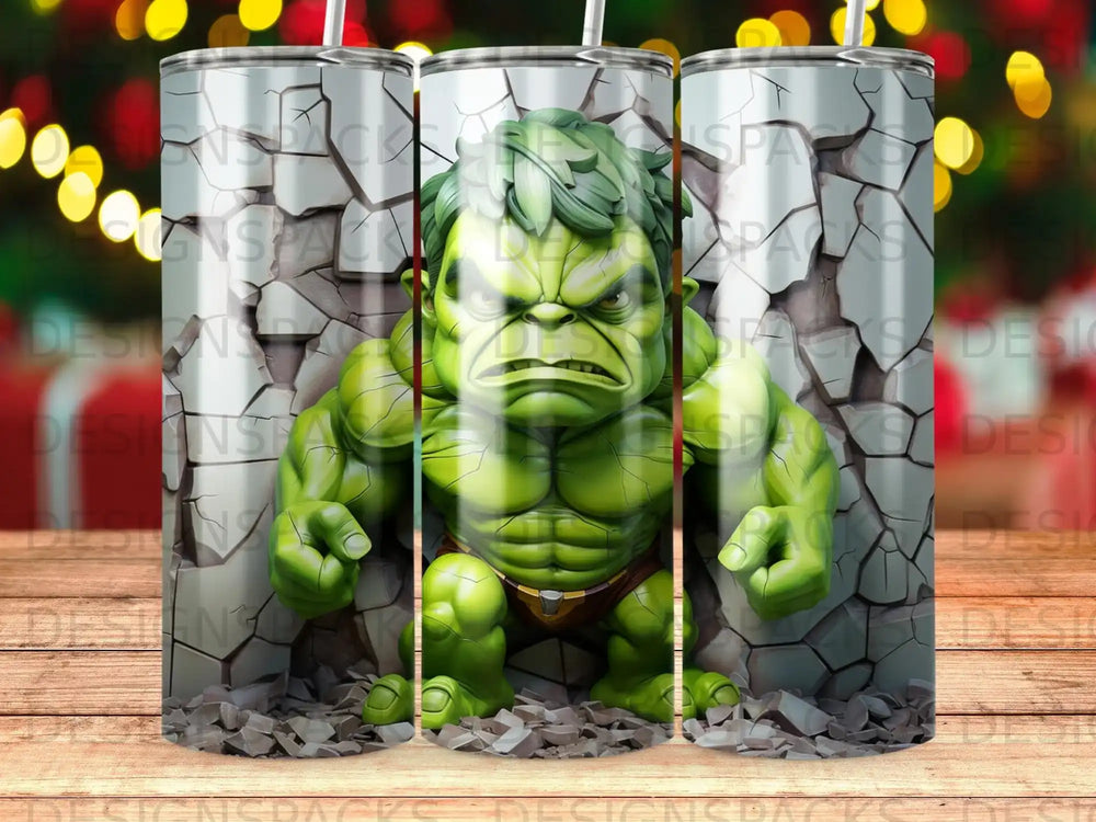 Hulk smashing through a cracked wall.