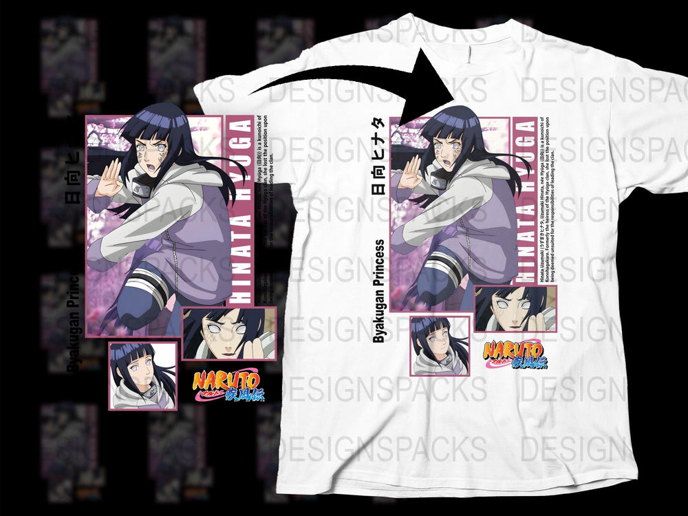 Naruto Anime Hinata Hyuga Graphic T-Shirt, Unisex Full Print Tee, Manga Character Shirt, Fan Gift Idea
