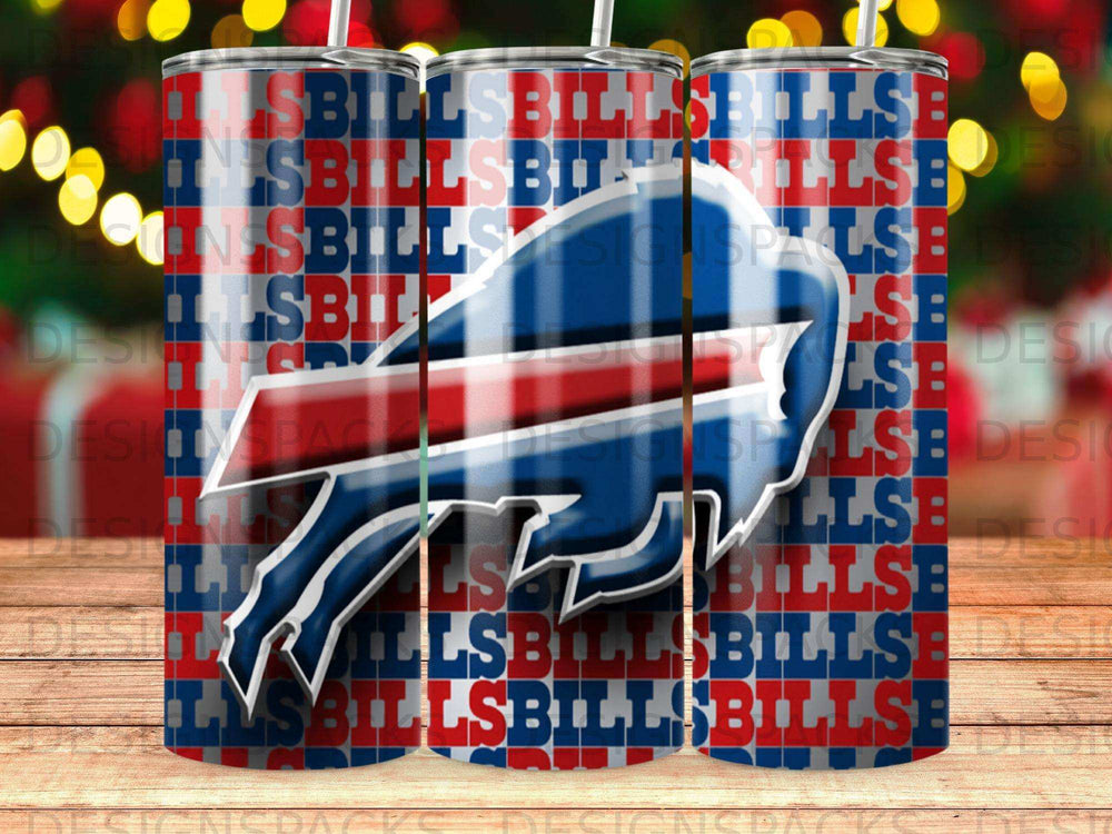 Buffalo Bills logo on a seamless pattern of the team's name and colors.