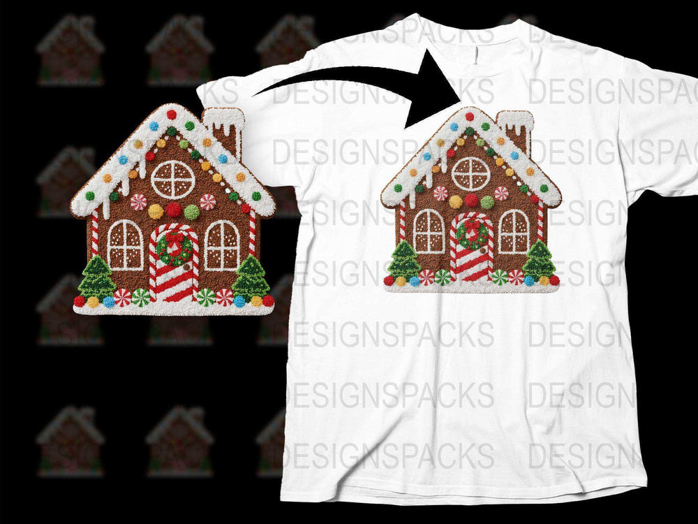 Festive Gingerbread House Christmas T-Shirt, Holiday Graphic Tee, Unisex Winter Apparel, Colorful Candy Design Shirt