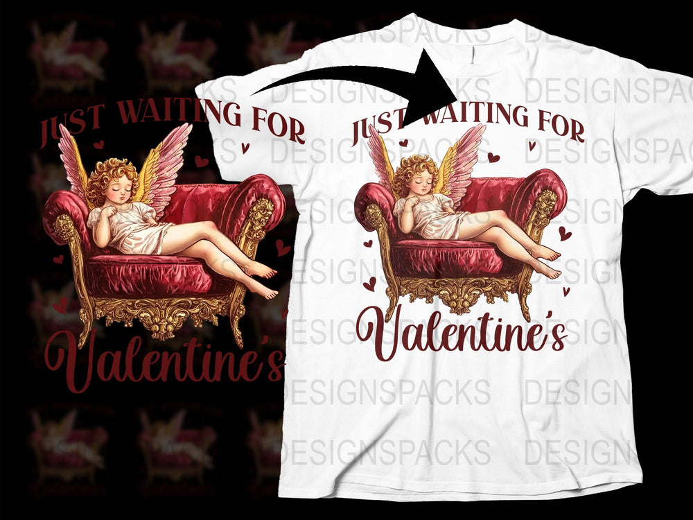 Valentine's Day T-Shirt, Angel Cupid Design, Romantic Graphic Tee, Love Hearts, Unisex Clothing, Gift for Her or Him