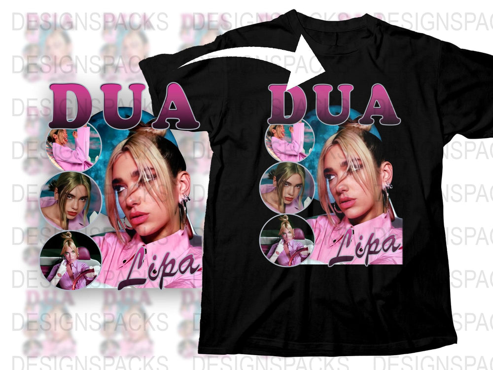 Dua Lipa Graphic T-Shirt, Pop Star Fan Merch, Stylish Music Artist Tee, Trendy Casual Top, Gift for Music Lovers, Bold Pink Design