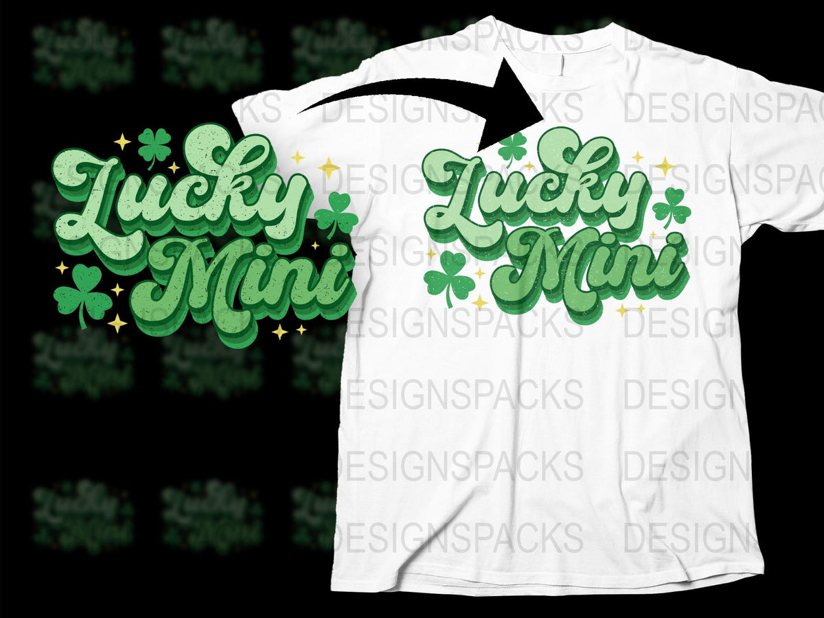 Lucky Mini St. Patrick's Day Shirt, White Graphic Tee, Shamrock and Stars Design, Casual Irish Celebration Apparel