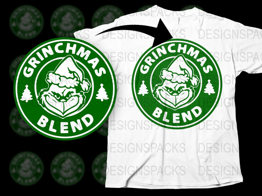 Grinchmas Blend Holiday T-Shirt, Festive Christmas Tee, Green and White Graphic, Unisex Winter Apparel