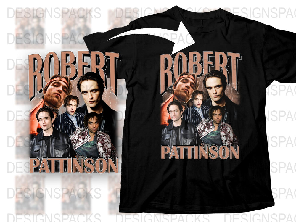 Robert Pattinson Fan T-Shirt, Movie Collage Graphic Tee, Unisex Black Cotton Shirt, Film Lover Gift