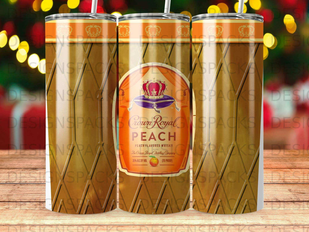 Crown Royal Peach flavored whisky bottle with label.