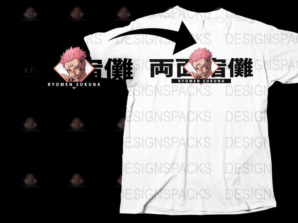 Anime Inspired Ryomen Sukuna Graphic T-Shirt, White Cotton Tee, Unisex Manga Character Shirt