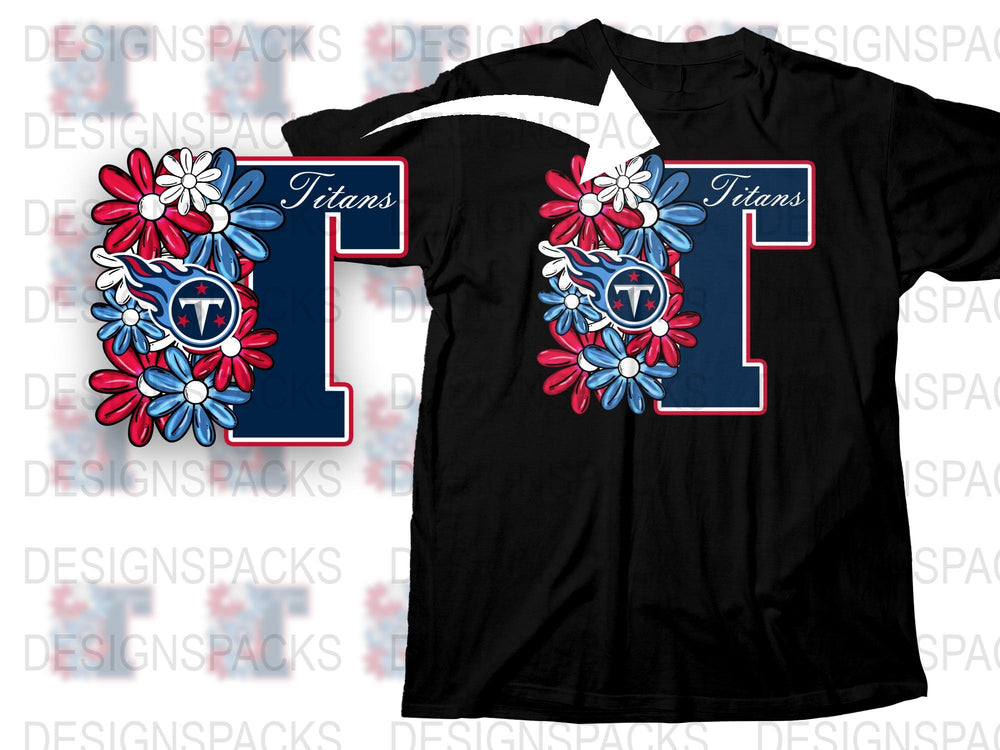 Tennessee Titans Floral Design T-Shirt, Sports Team Fan Apparel, Custom Graphic Tee, Stylish Game Day Clothing