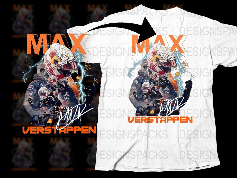 Max Verstappen Graphic T-Shirt, F1 Racing Driver Print Tee, Motorsport Fan Apparel, Cool Car Racing Merchandise, Unique Gift Idea