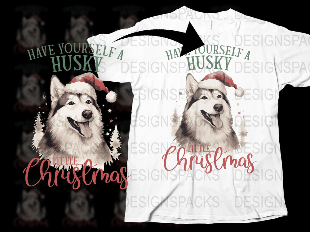 Christmas Husky T-Shirt, Festive Holiday Dog Tee, Cute Winter Animal Apparel, Pet Lovers Gift Idea