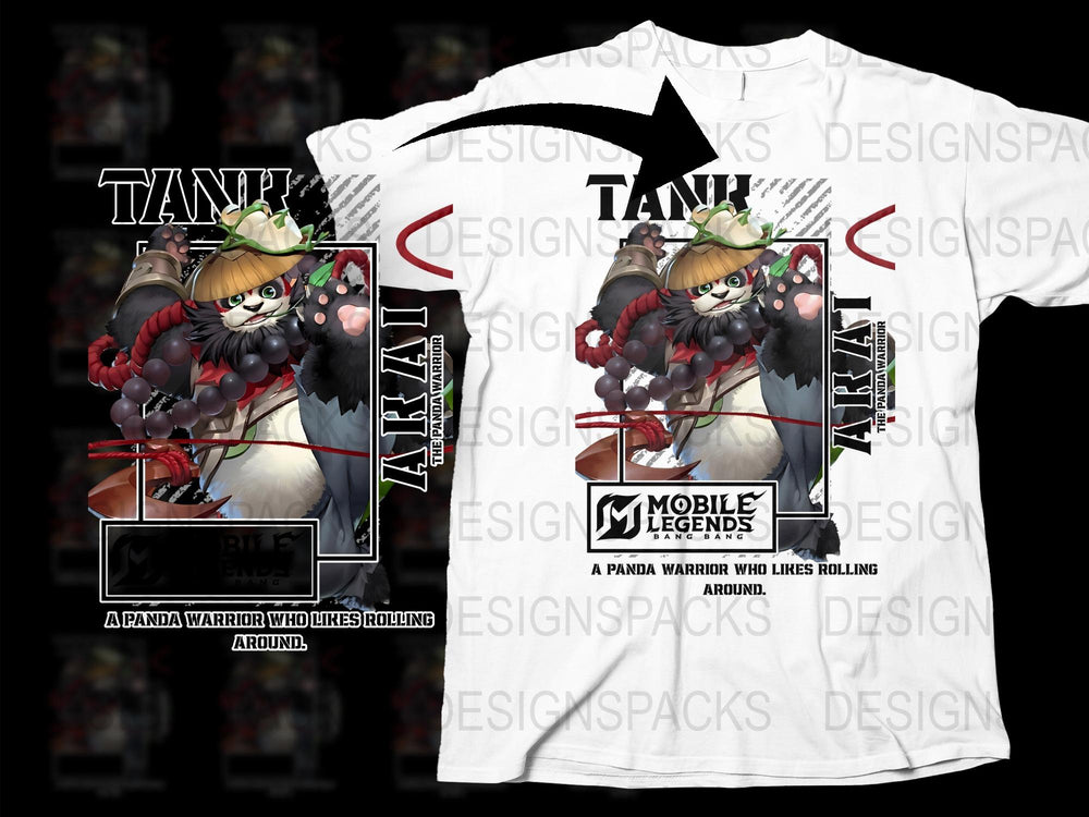 Mobile Legends Panda Warrior Graphic T-Shirt, Cool Gamer Tee, Unique Video Game Clothing, Unisex Shirt Design
