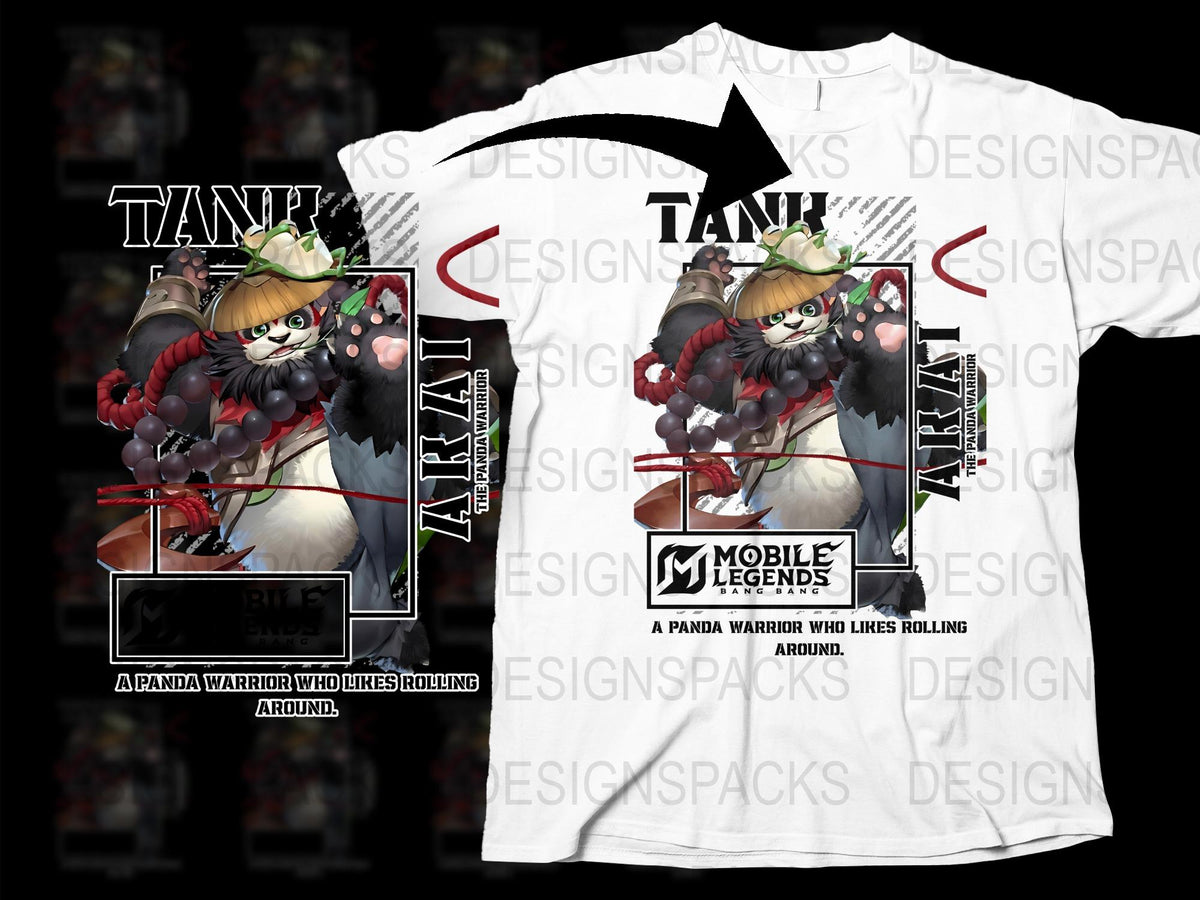 Mobile Legends Panda Warrior Graphic T-Shirt, Cool Gamer Tee, Unique Video Game Clothing, Unisex Shirt Design