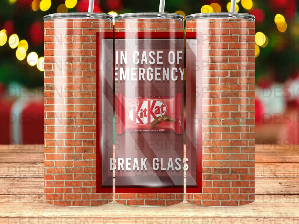 Red brick frame with Kit Kat "In Case of Emergency Break Glass" design.