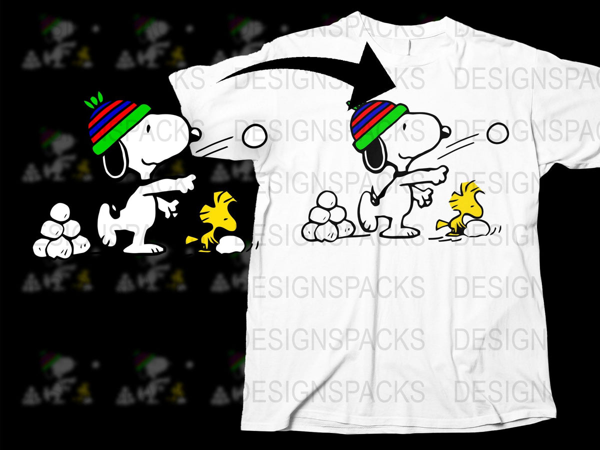 Cartoon Dog and Bird Funny Scene T-Shirt, Colorful Hat Graphic Tee, Unisex Casual Wear