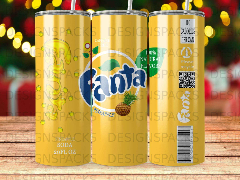 Fanta Pineapple Soda 20 fl oz can with 100 calories per can.