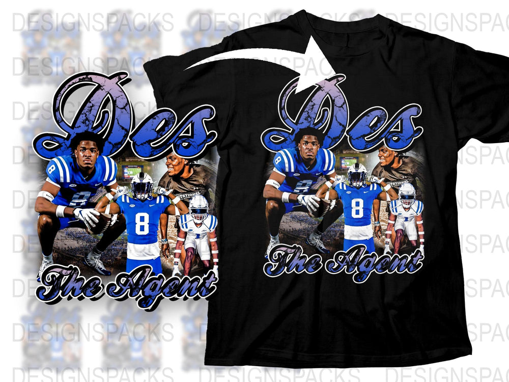Sports Themed Graphic T-Shirt Football Players Design The Agents Tee Shirt