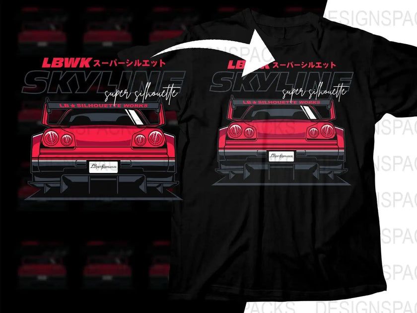 LBWK Skyline Rear View Japan Cars Png Digital Download