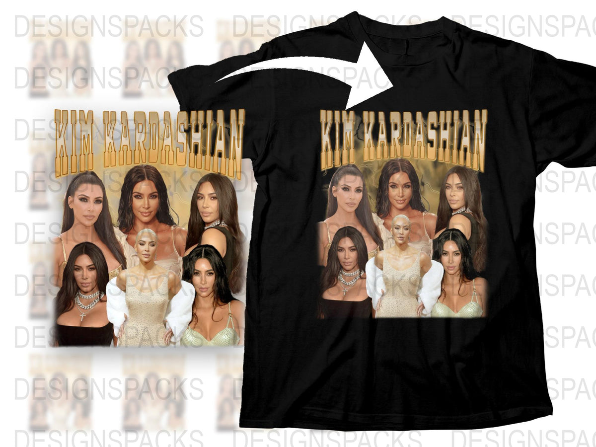 Kim Kardashian Photo Collage T-Shirt, Celebrity Fashion Tee, Trendy Graphic Shirt, Pop Culture Apparel