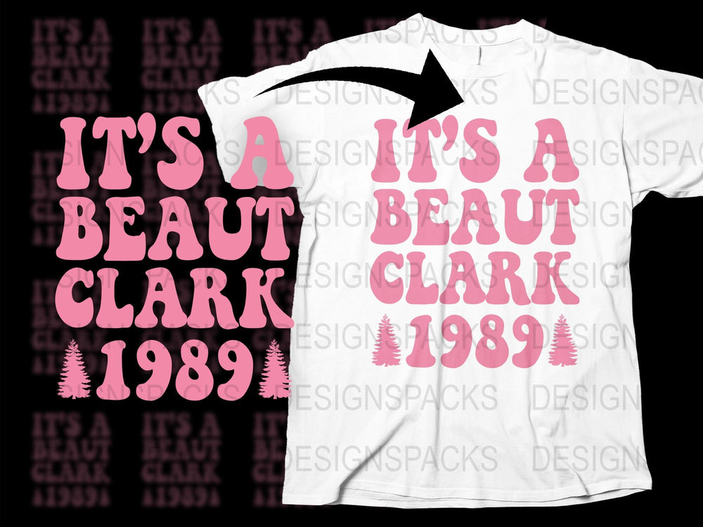 Vintage 1989 Clark T-Shirt, Retro Birthday Party Tee, Unisex Pink Graphic Shirt, Gift Idea