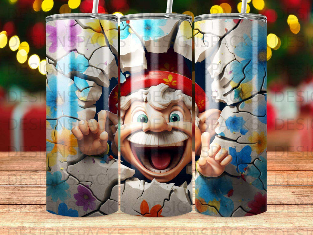 Cartoon character with a wide smile breaking through a cracked surface.