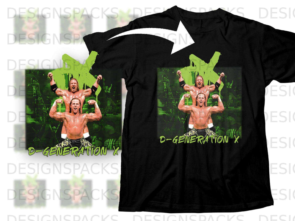 Black t-shirt featuring "D-Generation X" logo and wrestlers.