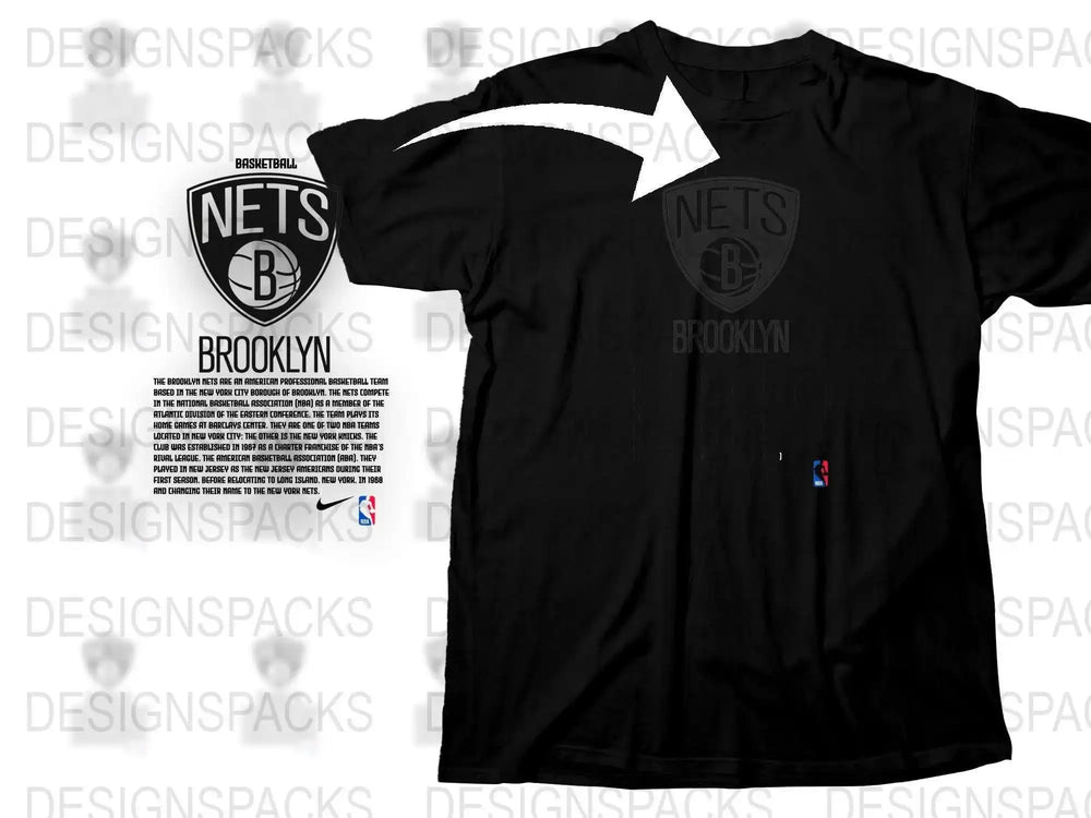 Brooklyn Nets Basketball T-Shirt, Black Graphic Tee, NBA Team Logo, Casual Sportswear, Fan Apparel