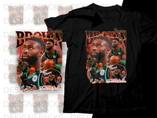 Jaylen Brown with Boston Celtics logo and text.