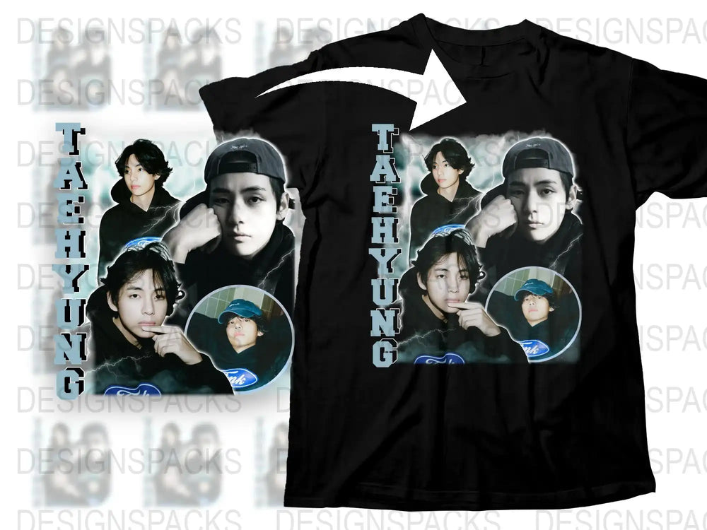 Unisex Black T-Shirt with K-Pop Idol Graphic, Fan Merchandise, Korean Pop Star Tee