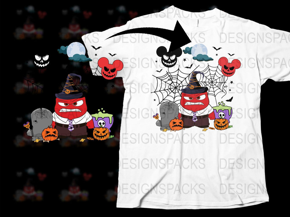 Halloween T-Shirt Angry Pumpkins Ghosts Spiders Fun Costume Tee Kids Adults Party Wear
