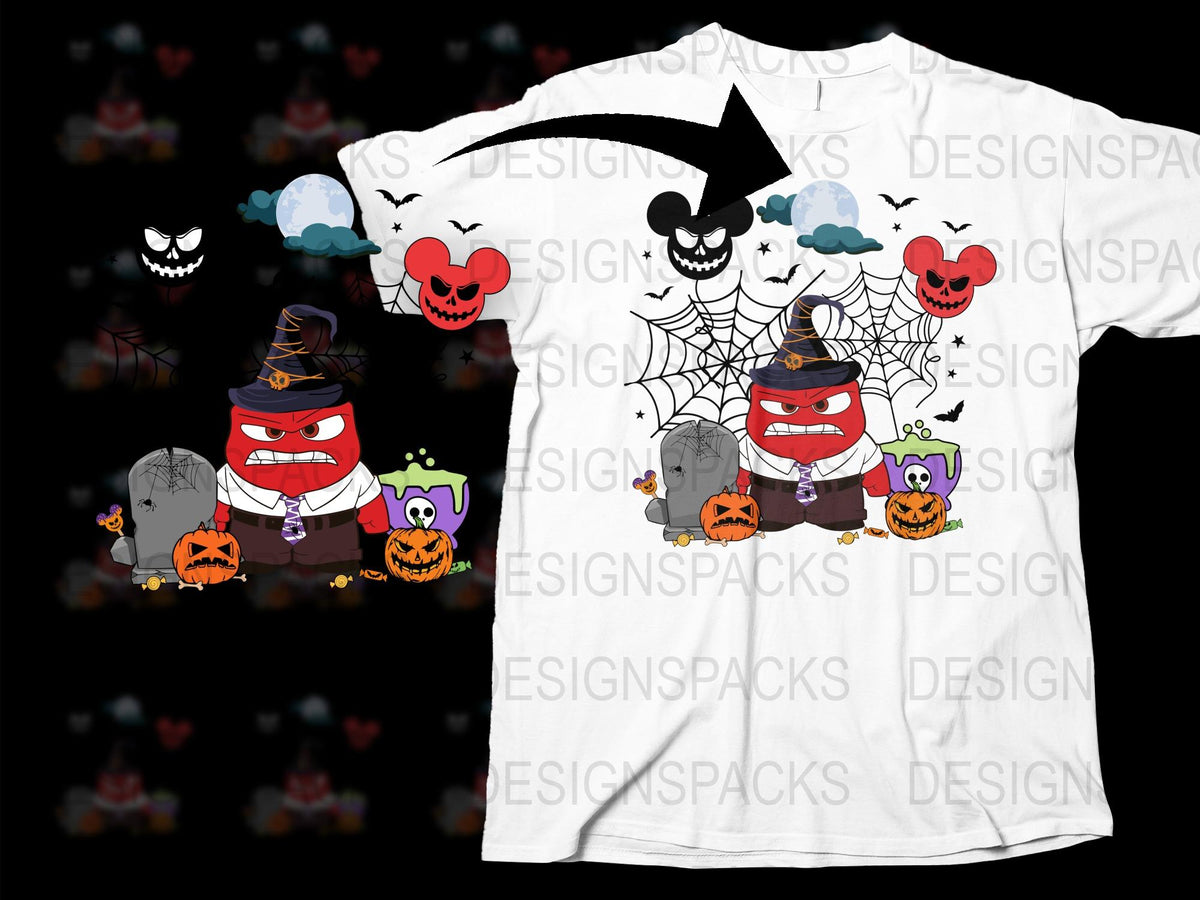 Halloween T-Shirt Angry Pumpkins Ghosts Spiders Fun Costume Tee Kids Adults Party Wear