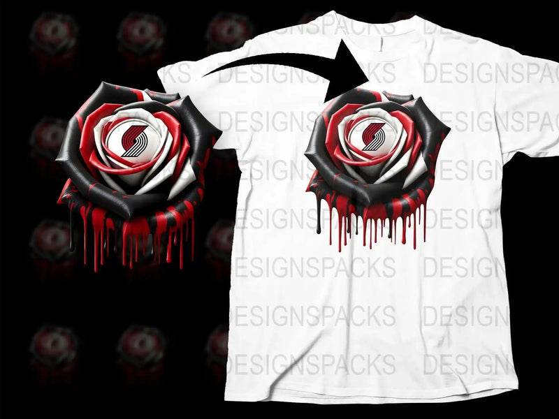 Gothic Red and Black Rose T-Shirt, Dripping Paint Design, Unisex Fashion Tee, Unique Floral Graphic Shirt