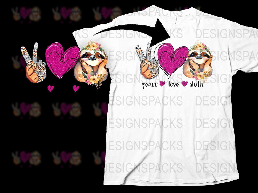 Peace Love Sloth T-Shirt, Cute Sloth Graphic Tee, Animal Lover Gift, Unisex Shirt Design