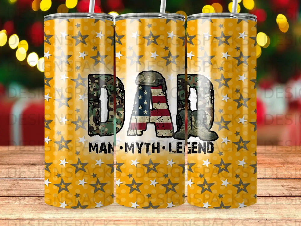 DAD MAN MYTH LEGEND Camo American Flag Stars Yellow product type