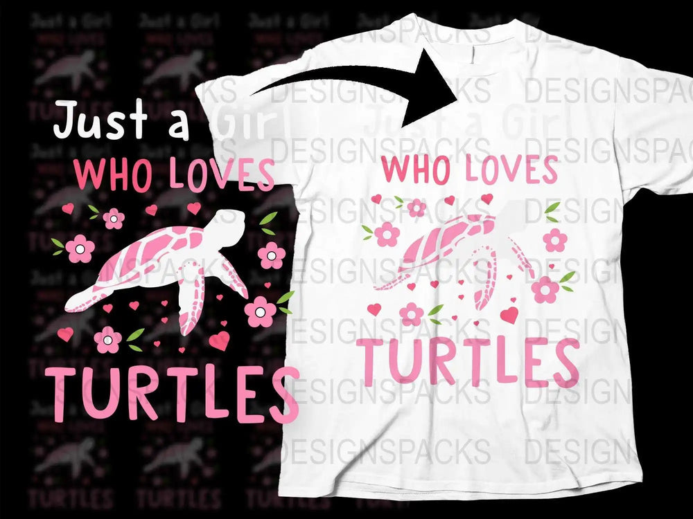 Cute Turtle Lover T-Shirt, Pink Floral Graphic Tee, Women's Casual Fashion, Animal Themed Apparel