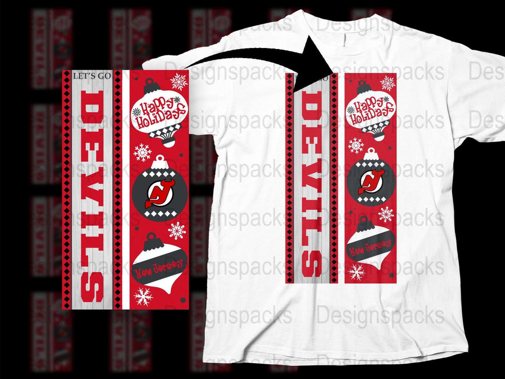 New Jersey Devils Holiday Scarf and T-Shirt Combo, Festive Red Winter Apparel, Sports Fan Gift Set