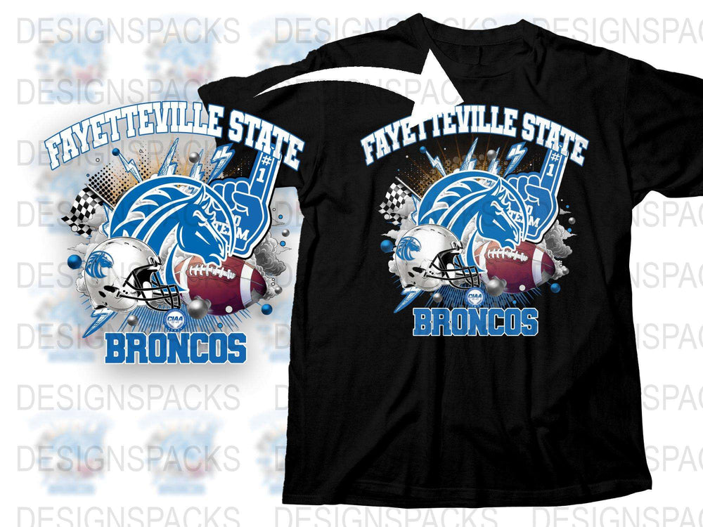 Fayetteville State Broncos Graphic T-shirt, College Football Team Apparel, Sports Fan Black Tee