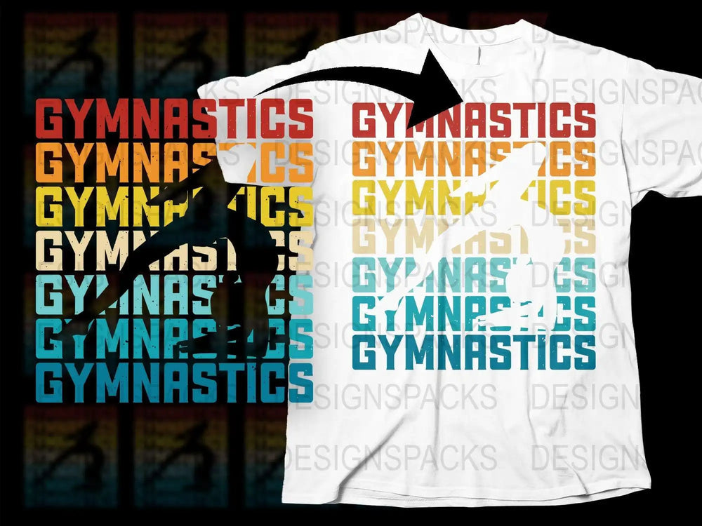 Gymnastics T-Shirt, Colorful Silhouette Design, Youth Sports Apparel, Unisex Gymnast Tee