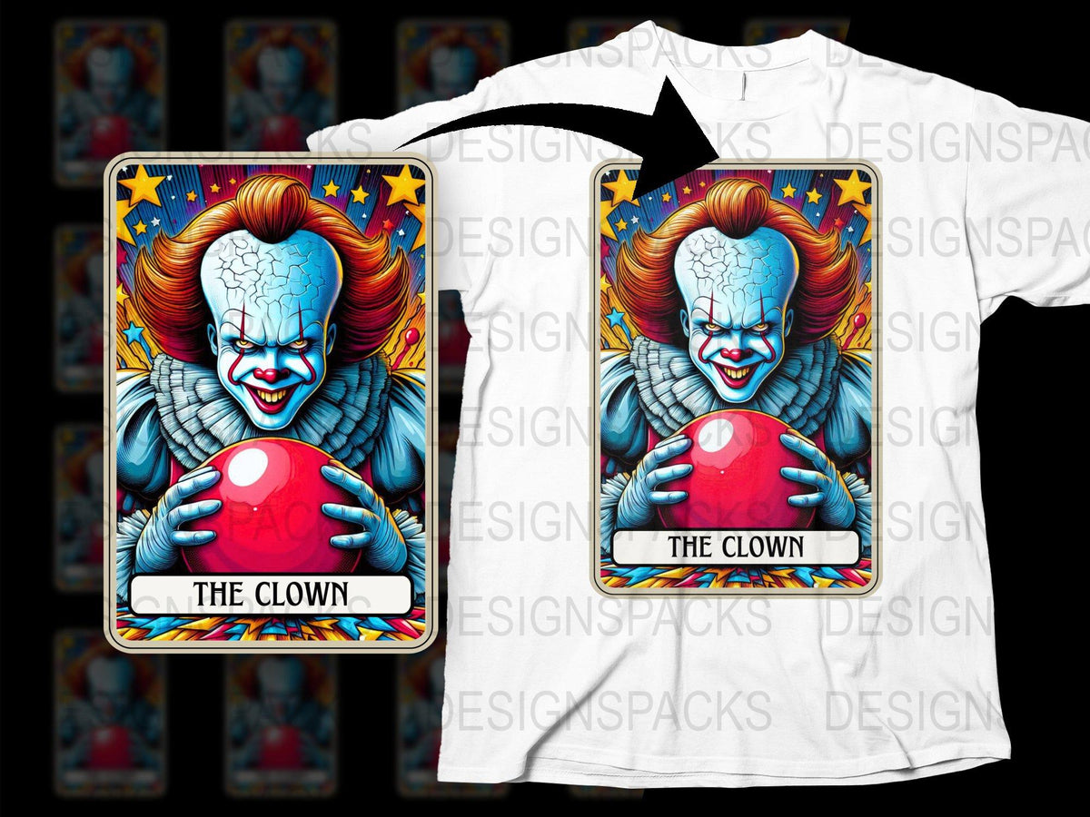 Colorful Clown Graphic T-Shirt, Horror Movie Inspired Tee, Unisex Adult Clothing, Unique Gift Idea