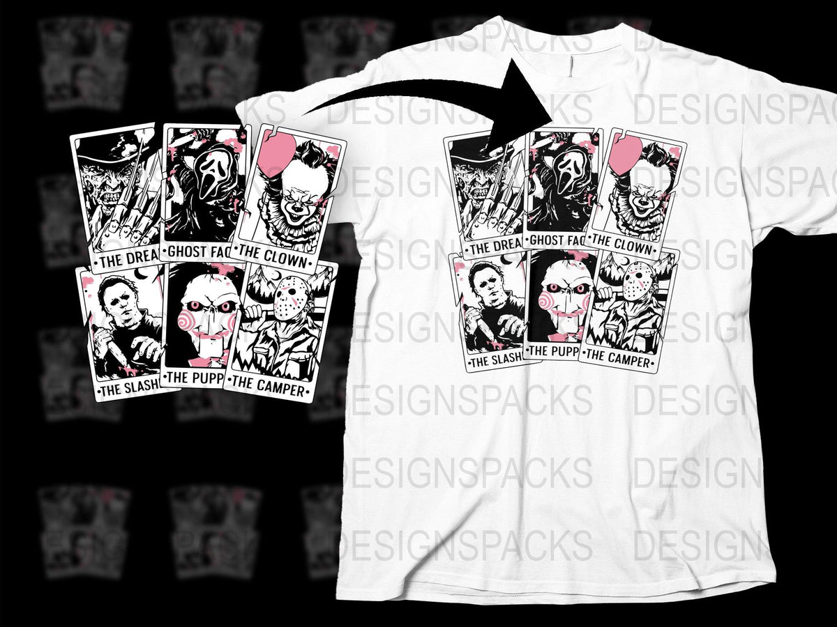 Ghost Face Clown Graphic T-Shirt, Horror Movie Inspired Tee, Unisex Black and White Casual Top