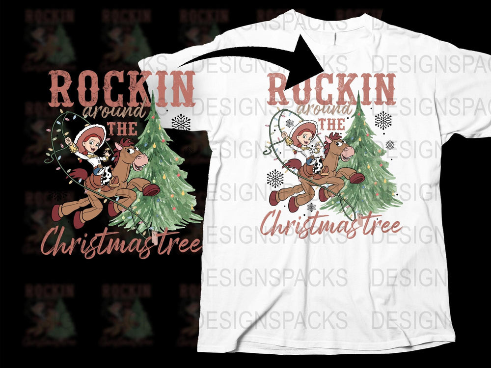 Rockin Around The Christmas Tree T-Shirt, Vintage Santa Graphic Tee, Holiday Apparel for Family Gatherings