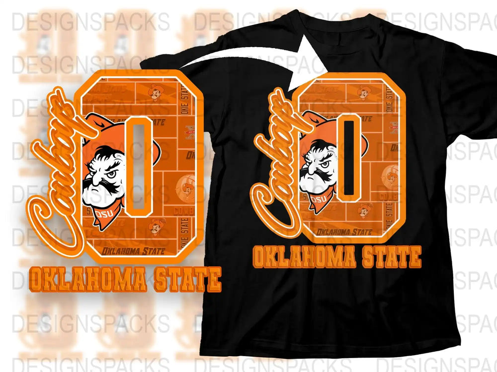 Oklahoma State University T-Shirt, Cowboys Orange Black Sports Fan Apparel