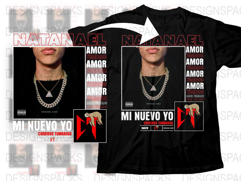 Natanael Graphic T-Shirt, Mi Nuevo Yo Album Cover Tee, Urban Streetwear Fashion, Bold Black and Red Design, Unisex Cotton Shirt