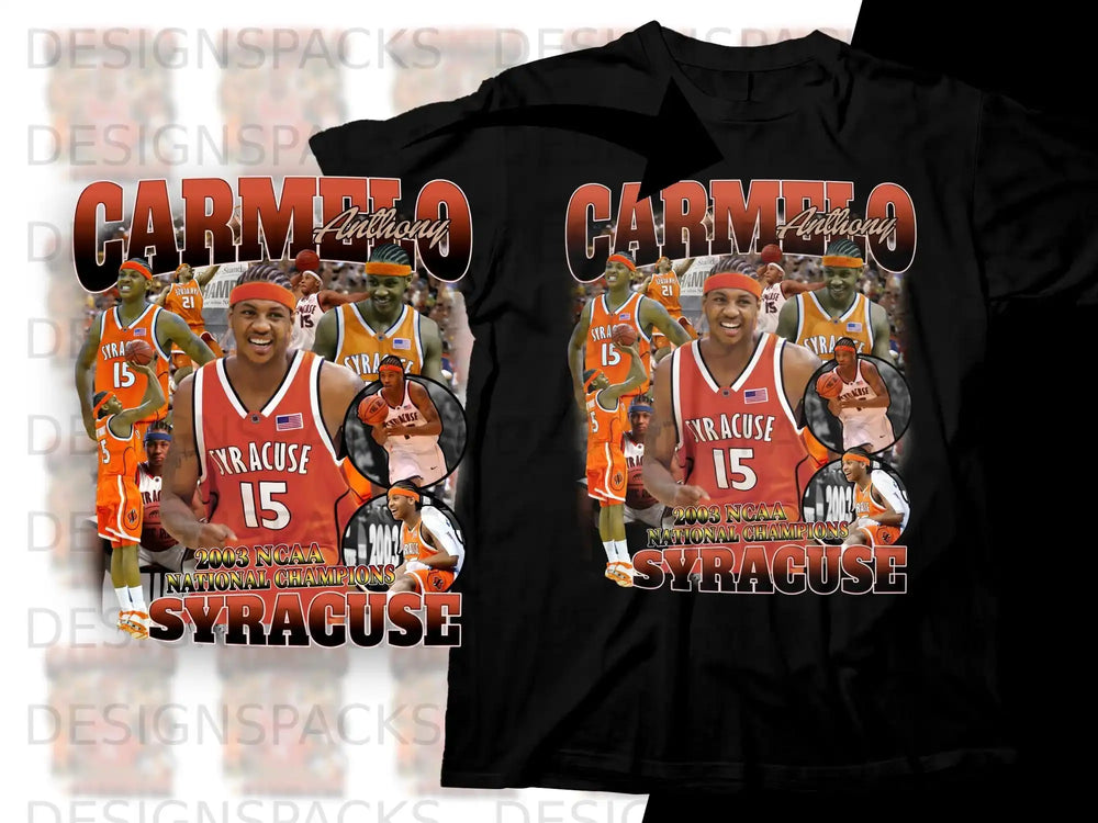 Carmelo Anthony Syracuse 2003 NCAA National Champions t-shirt design.